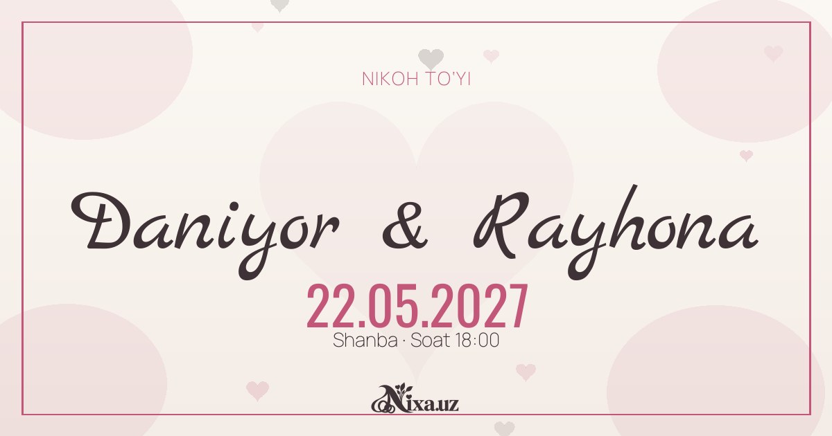 Akvarel pion — to‘y taklifnomasi shabloni (Daniyor & Rayhona)