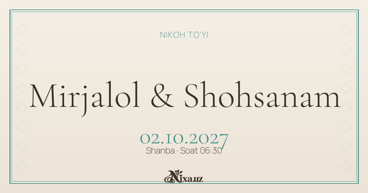 Ganch — to‘y taklifnomasi shabloni (Mirjalol & Shohsanam)