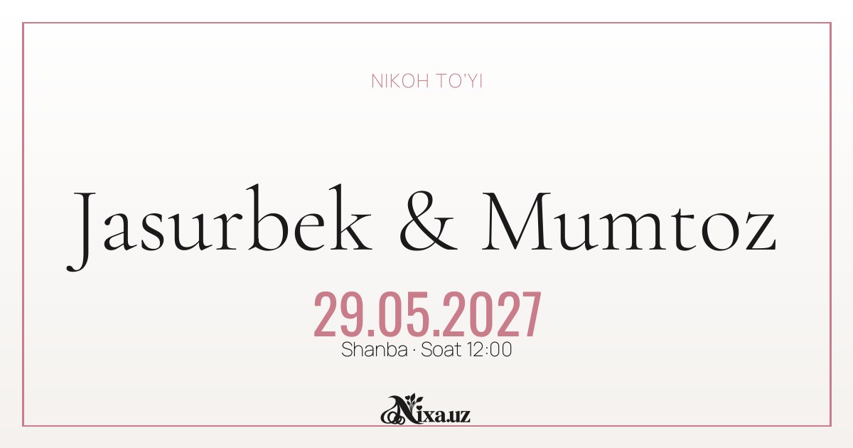 Chizgi — to‘y taklifnomasi shabloni (Jasurbek & Mumtoz)