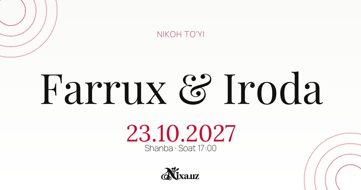 Editorial jurnal — to‘y taklifnomasi shabloni (Farrux & Iroda)