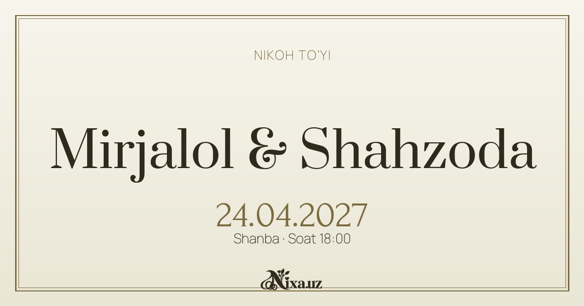Daraxt — to‘y taklifnomasi shabloni (Mirjalol & Shahzoda)
