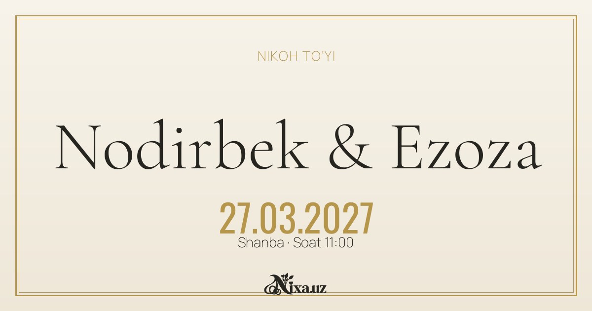 Сапфир — шаблон свадебного приглашения (Nodirbek & Ezoza)