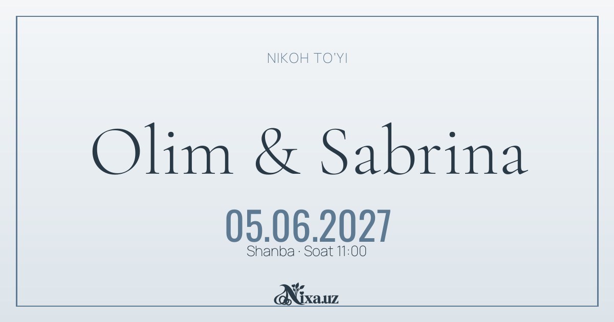 Tuman — to‘y taklifnomasi shabloni (Olim & Sabrina)