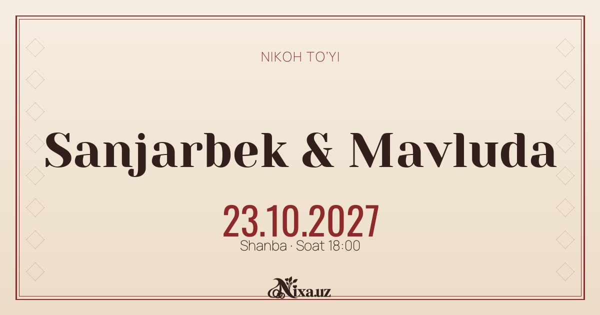 Gilam — to‘y taklifnomasi shabloni (Sanjarbek & Mavluda)