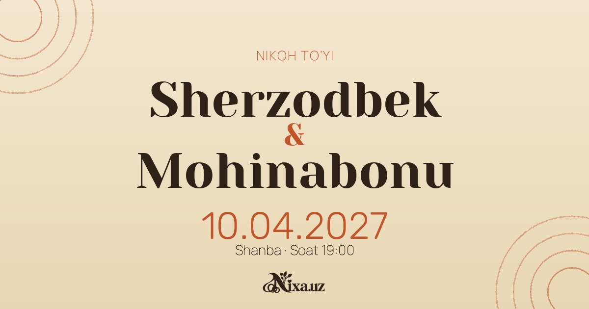 Vinil — to‘y taklifnomasi shabloni (Sherzodbek & Mohinabonu)
