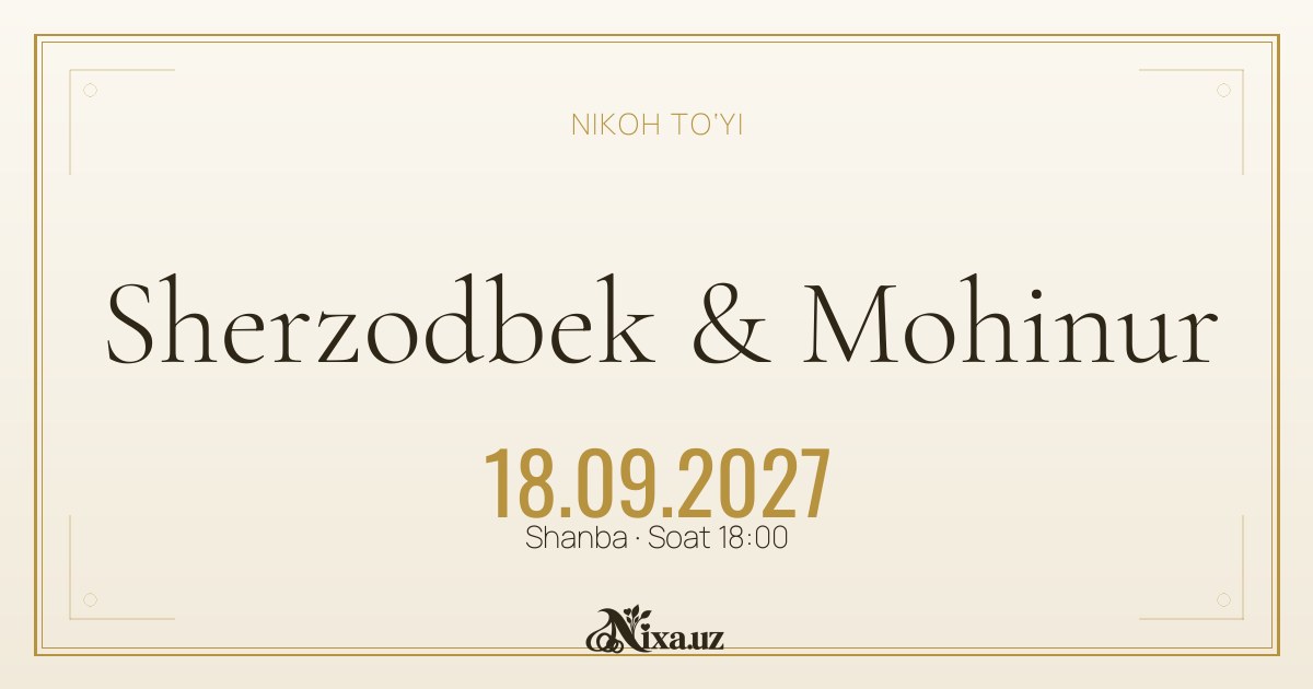Gerb — to‘y taklifnomasi shabloni (Sherzodbek & Mohinur)