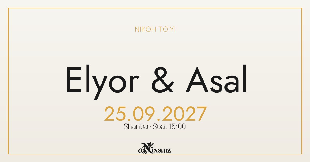 Skandinav chiziq — to‘y taklifnomasi shabloni (Elyor & Asal)