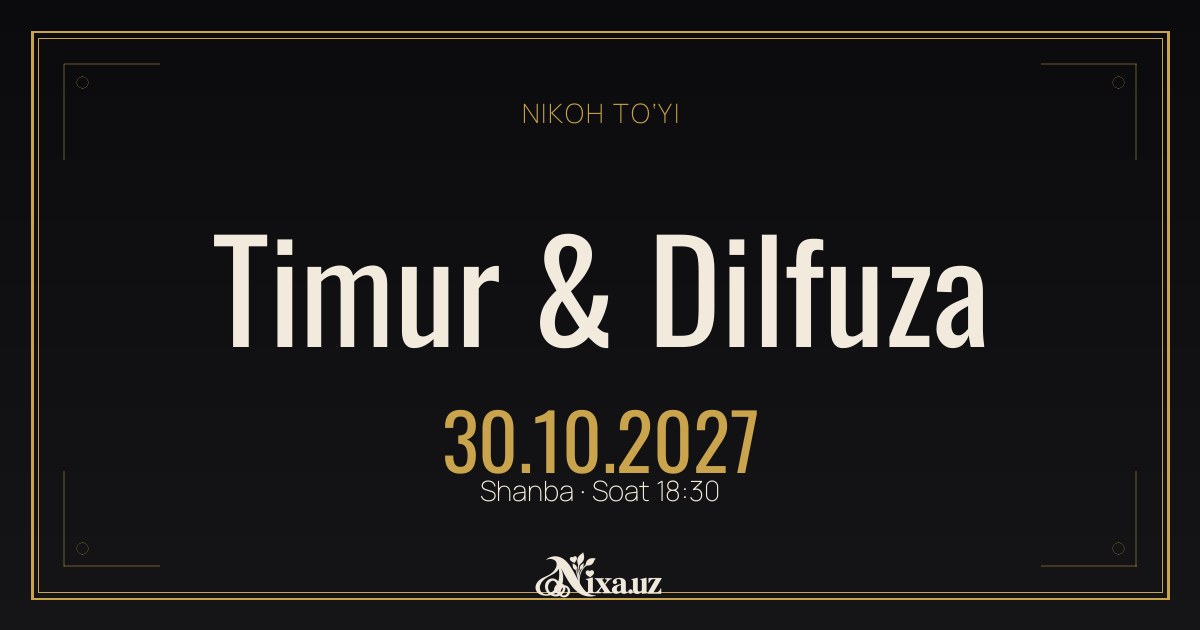 Art Deco oltin — to‘y taklifnomasi shabloni (Timur & Dilfuza)