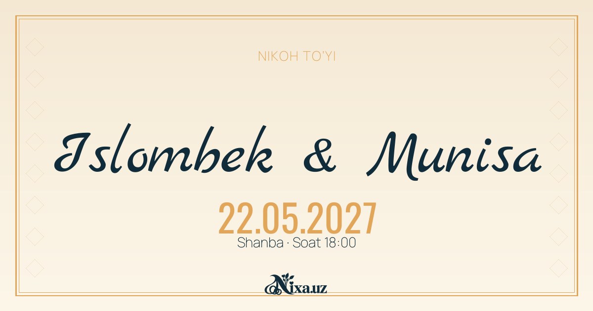 Marg‘ilon dastgohi — to‘y taklifnomasi shabloni (Islombek & Munisa)