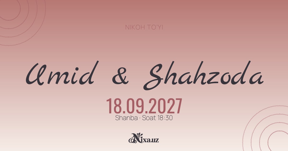 Rose-gold qirralar — to‘y taklifnomasi shabloni (Umid & Shahzoda)
