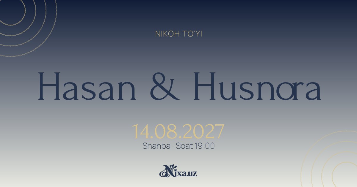 Samoviy xarita — to‘y taklifnomasi shabloni (Hasan & Husnora)