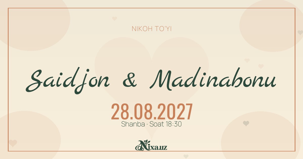 Toskana qirlari — to‘y taklifnomasi shabloni (Saidjon & Madinabonu)