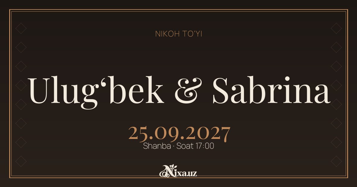 Tanbur torlari — to‘y taklifnomasi shabloni (Ulug‘bek & Sabrina)