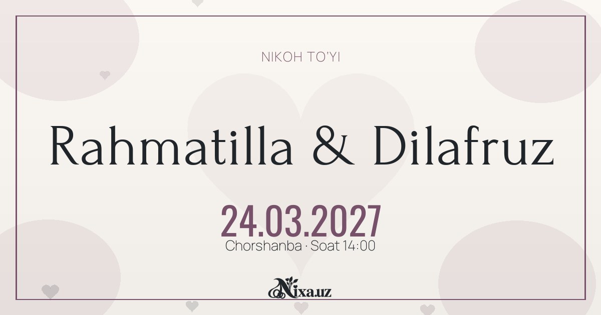 Guldasta sahnasi — to‘y taklifnomasi shabloni (Rahmatilla & Dilafruz)