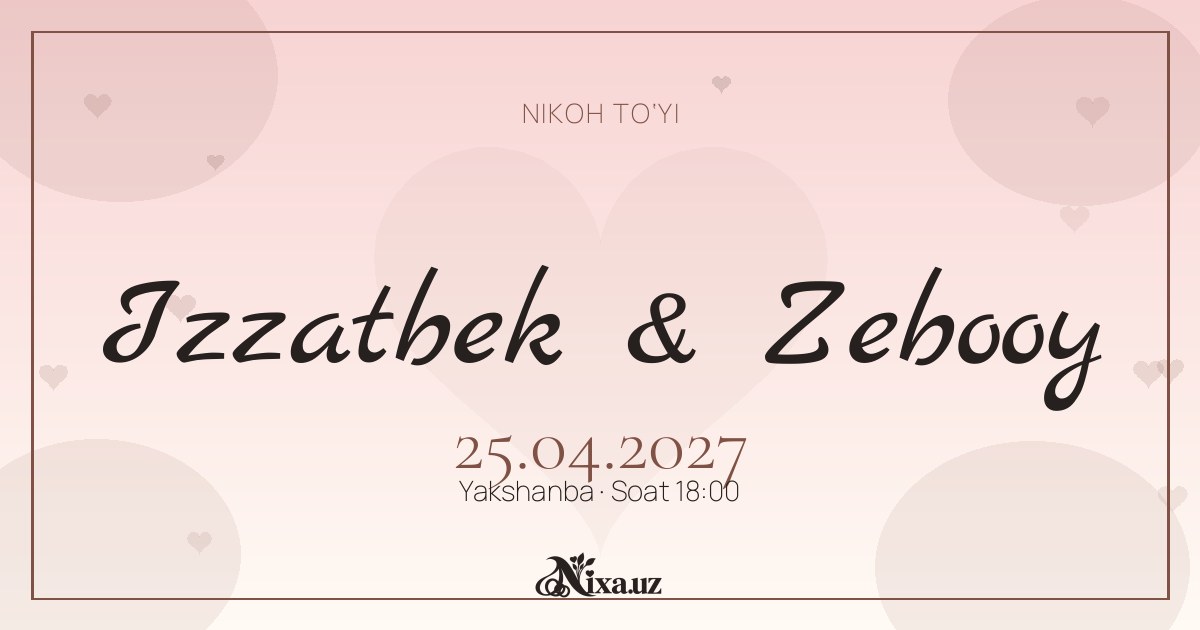 Olcha yomg‘iri — to‘y taklifnomasi shabloni (Izzatbek & Zebooy)
