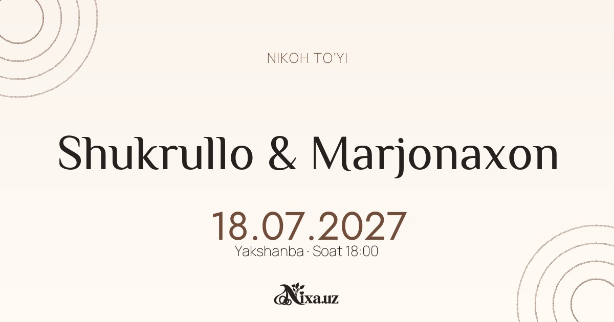 Boho akvarel — to‘y taklifnomasi shabloni (Shukrullo & Marjonaxon)