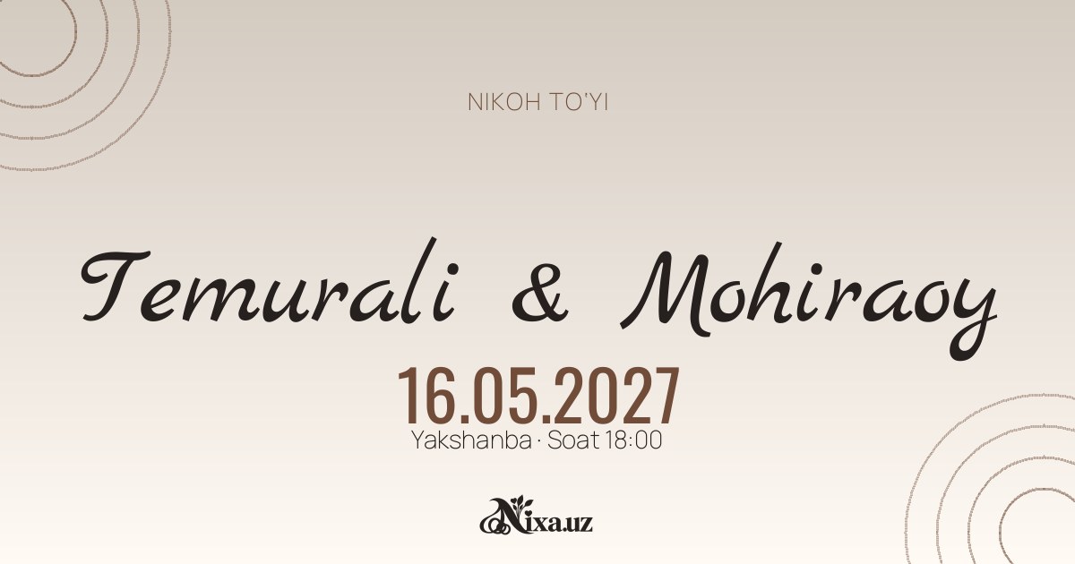 Quruq gul halqasi — to‘y taklifnomasi shabloni (Temurali & Mohiraoy)