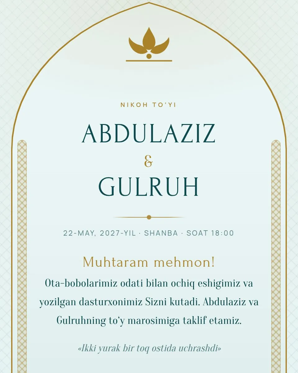 Abdulaziz & Gulruh — Toqi