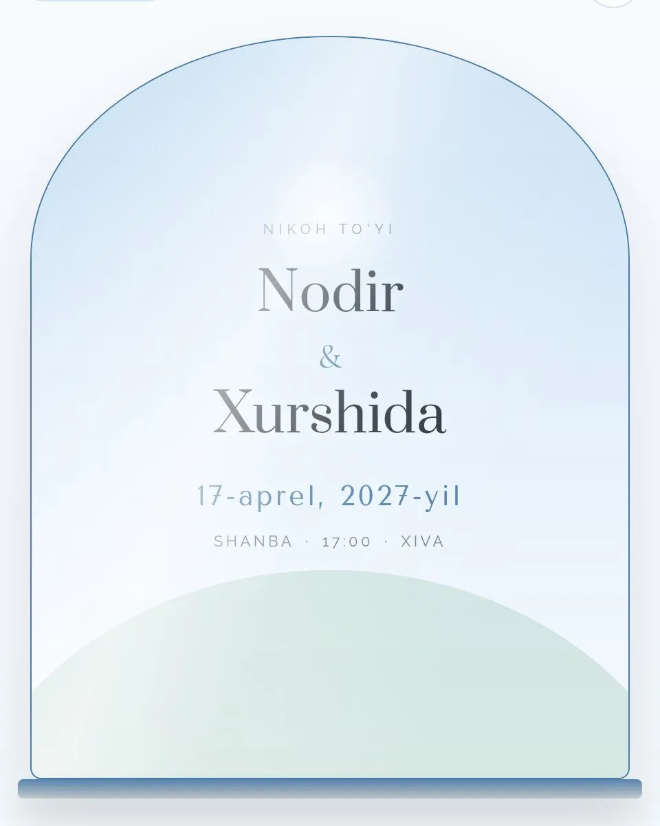 Nodir & Xurshida — Окно шаблон свадебного приглашения