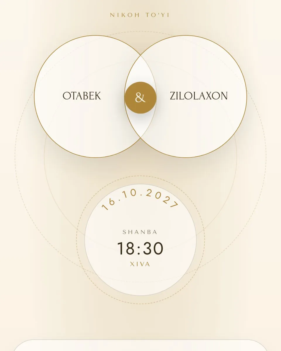 Otabek & Zilolaxon — Кольца шаблон свадебного приглашения