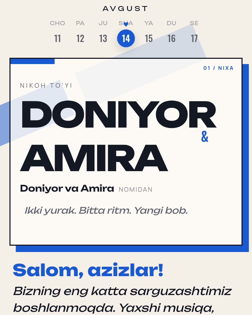Ritm — to‘y taklifnomasi shabloni (Doniyor & Amira)