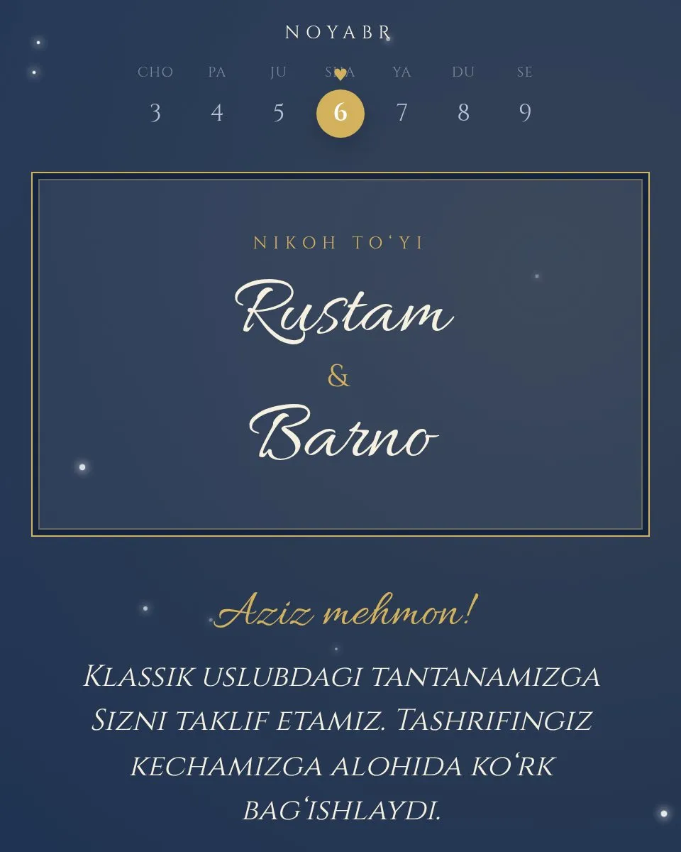 Rustam & Barno — Нэви шаблон свадебного приглашения