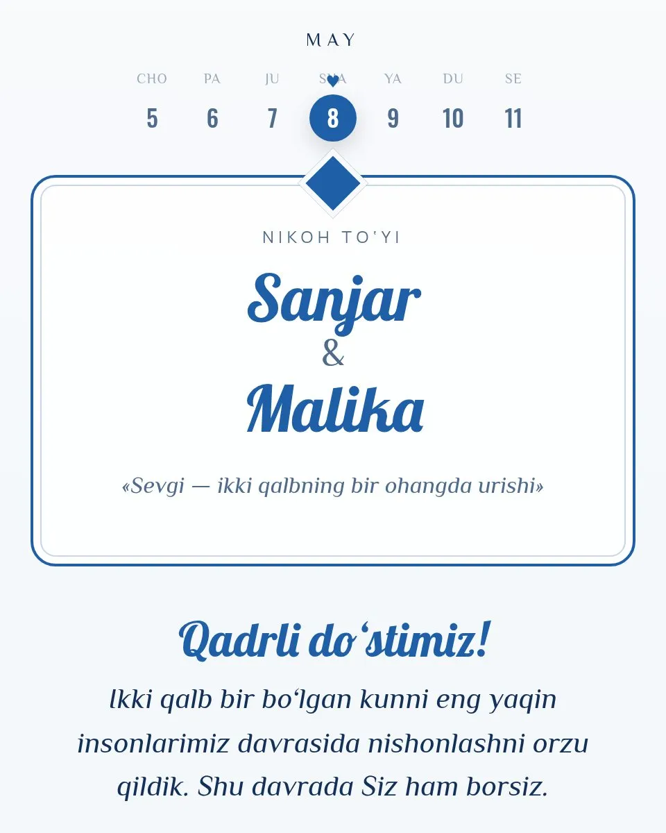 Sanjar & Malika — Фарфор шаблон свадебного приглашения