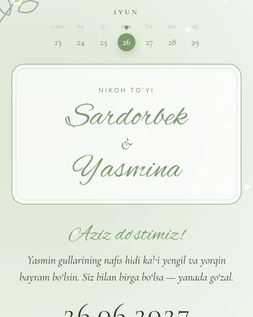 Sardorbek & Yasmina — Жасмин