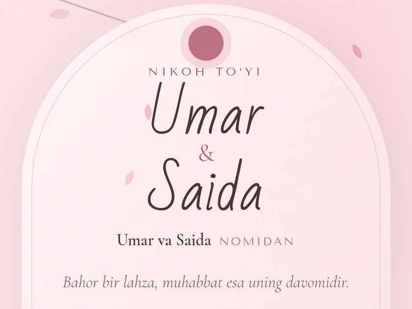Sakura — elektron to‘y taklifnomasi shabloni