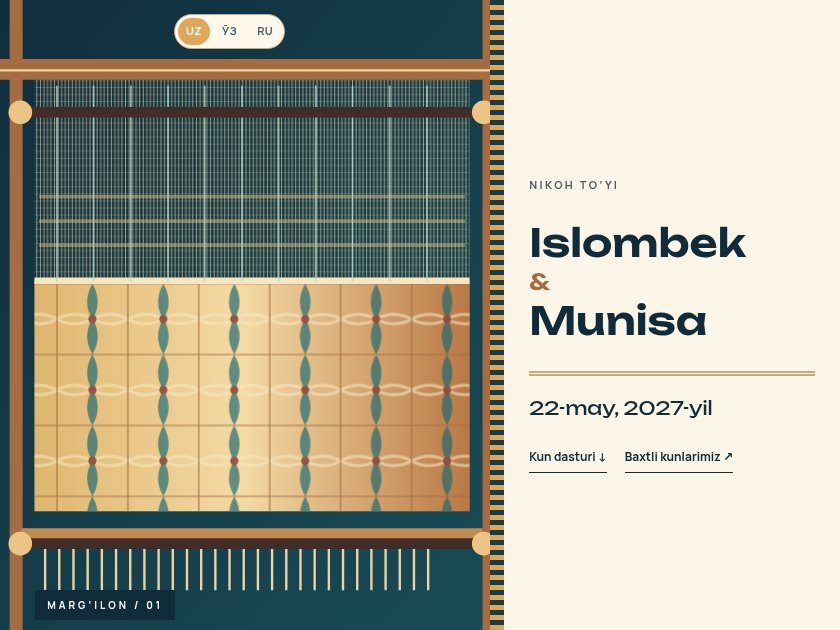 Marg‘ilon dastgohi — elektron to‘y taklifnomasi shabloni