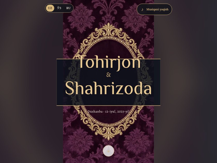 Olxo‘ri medalyon — elektron to‘y taklifnomasi shabloni