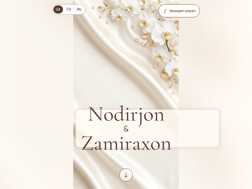 Orxideya kaskadi — elektron to‘y taklifnomasi shabloni